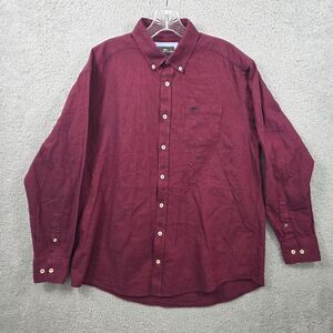 Fynch Hatton Button Up Shirt Men's Burgandy Supersoft Long Sleeve Shirt Size XL